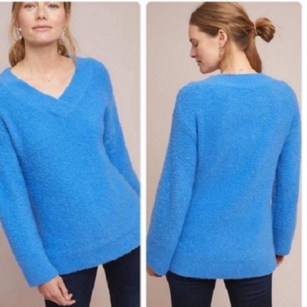 Anthropologie Nubby Popcorn Sweater Cerule Small